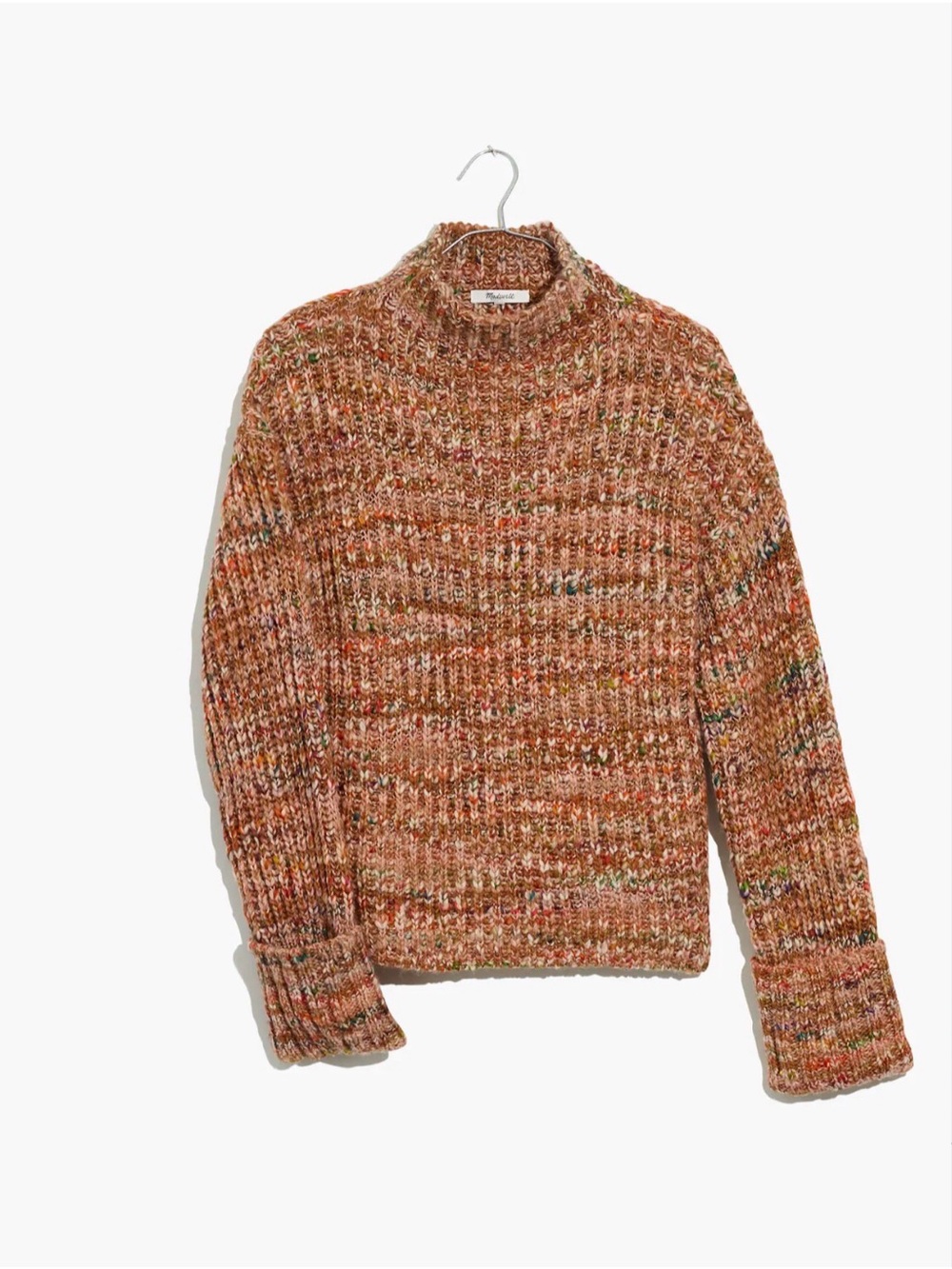 Madewell Multicolor Brown Ribbed Cowl Sweater